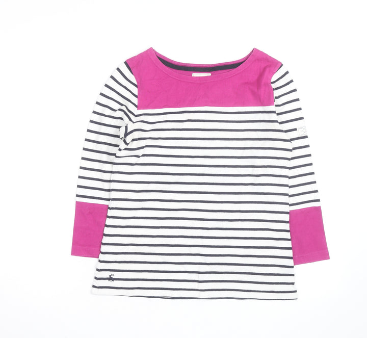Joules Women’s Multicoloured Striped 3/4 Sleeve Cotton T-Shirt Size 10