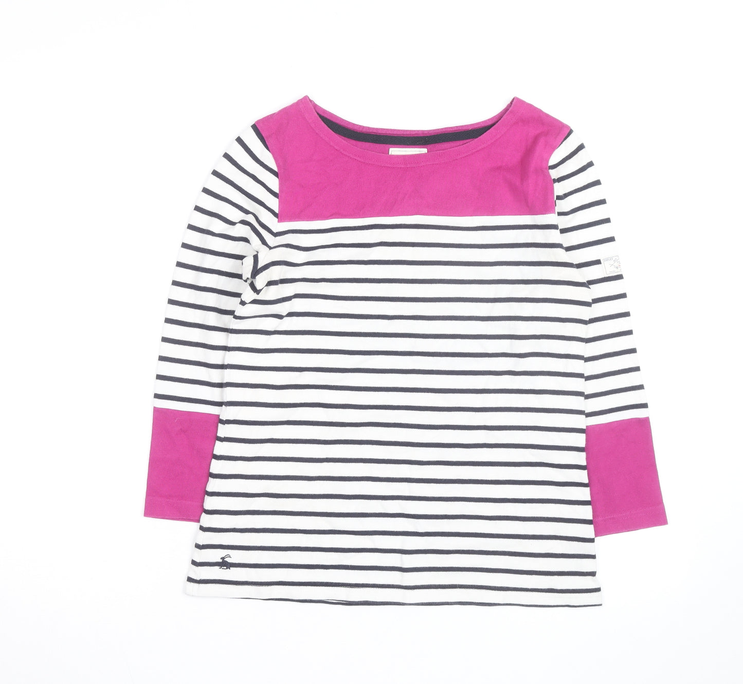 Joules Women’s Multicoloured Striped 3/4 Sleeve Cotton T-Shirt Size 10