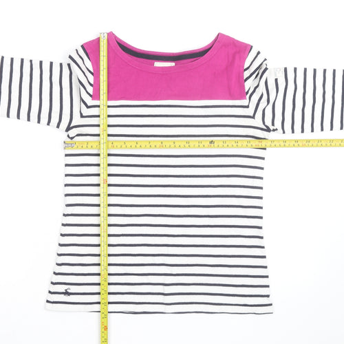 Joules Women’s Multicoloured Striped 3/4 Sleeve Cotton T-Shirt Size 10