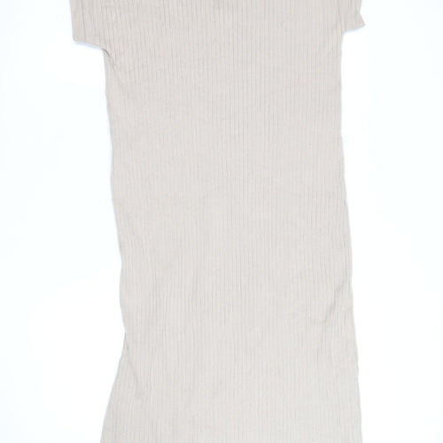 Mint Velvet Womens Beige Knit V-Neck T-Shirt Dress M