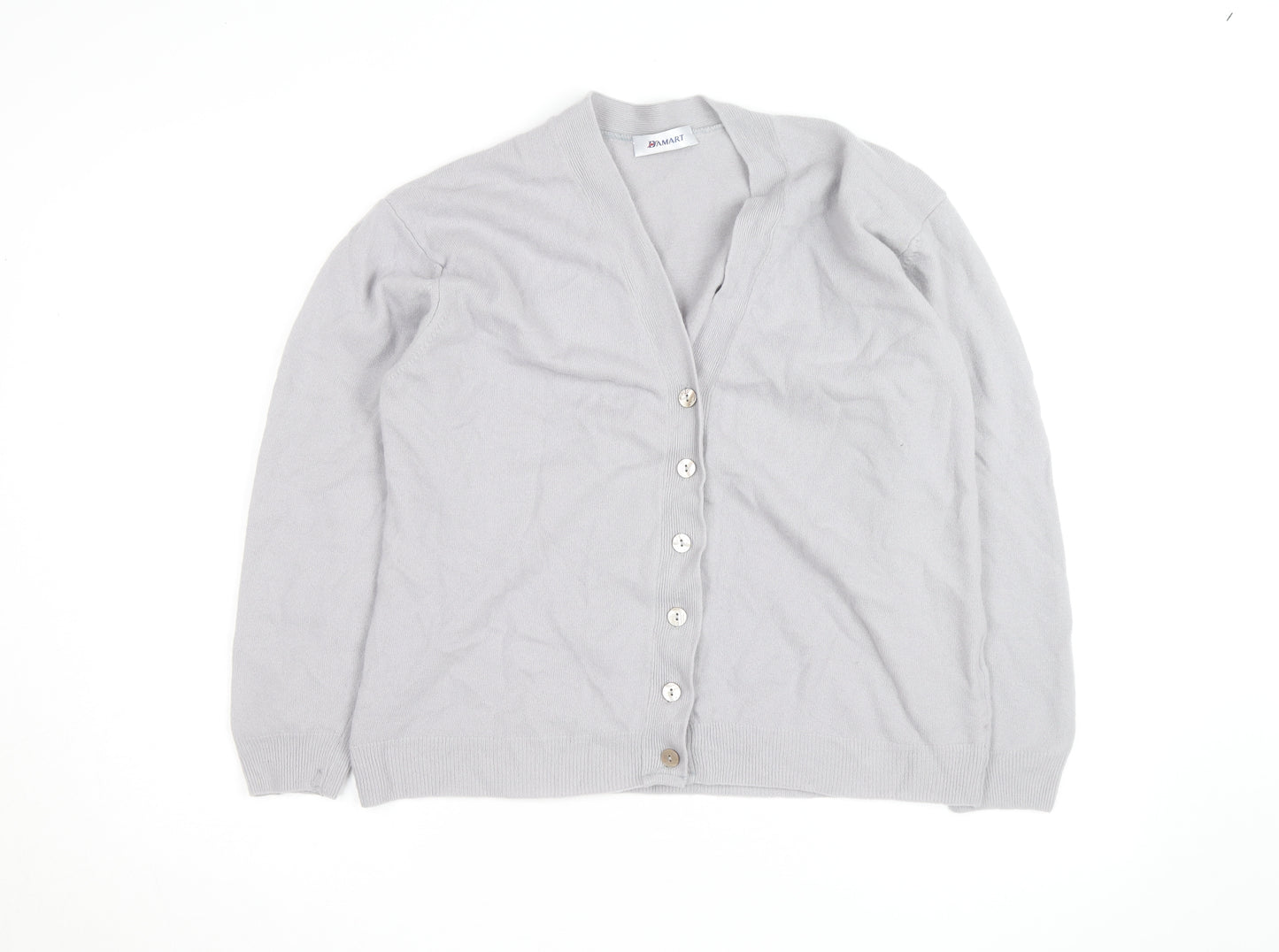 Damart Women’s Grey V-Neck Button Cardigan Size M Knitwear