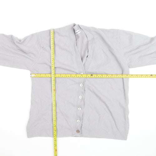 Damart Women’s Grey V-Neck Button Cardigan Size M Knitwear