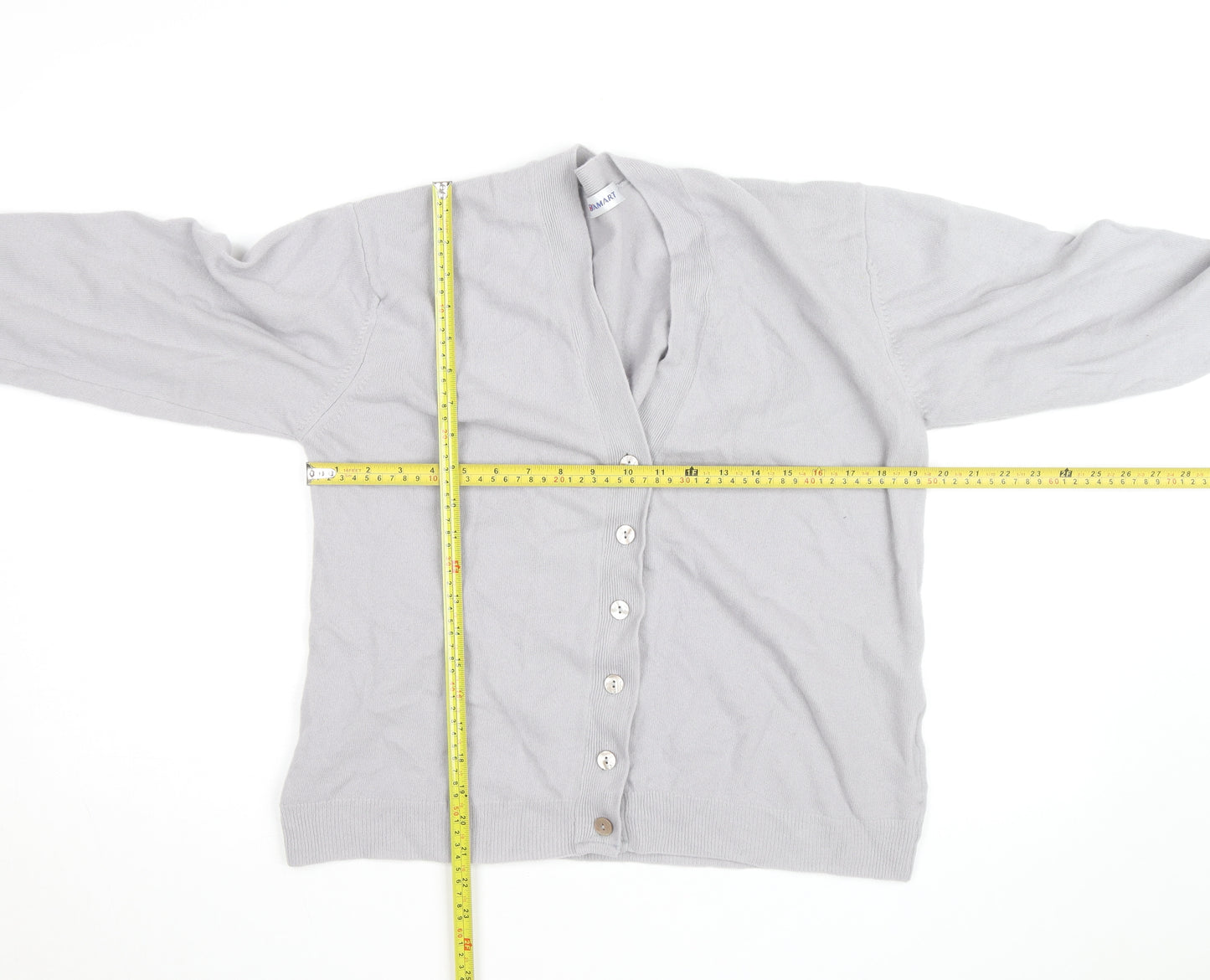 Damart Women’s Grey V-Neck Button Cardigan Size M Knitwear