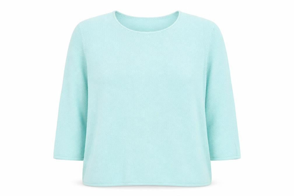 Front view of Peter Hahn Women Green Cotton 3/4 Sleeve jumper, size 24
