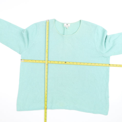 Peter Hahn Women Green Cotton 3/4 Sleeve Pullover Jumper Size 24