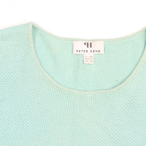 Peter Hahn Women Green Cotton 3/4 Sleeve Pullover Jumper Size 24