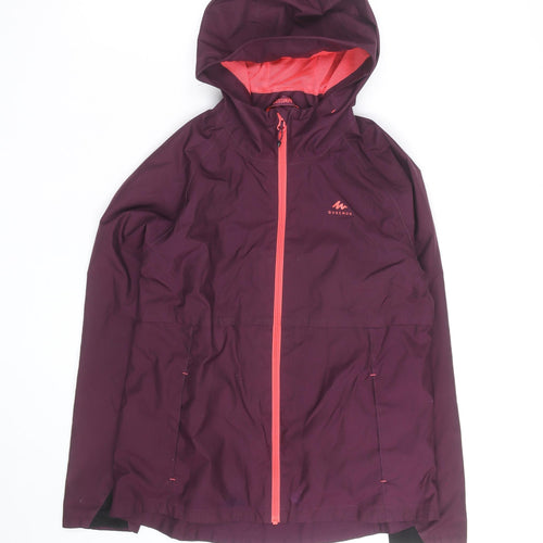 Quechua Girls Purple Waterproof Hooded Rain Coat Jacket 10-11 Years