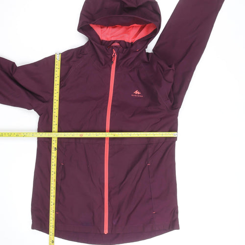 Quechua Girls Purple Waterproof Hooded Rain Coat Jacket 10-11 Years
