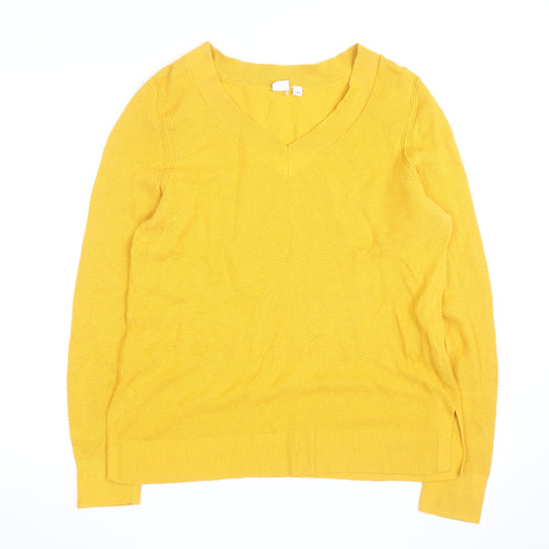 GAP Men’s Yellow V-Neck Cotton Pullover Jumper Size L