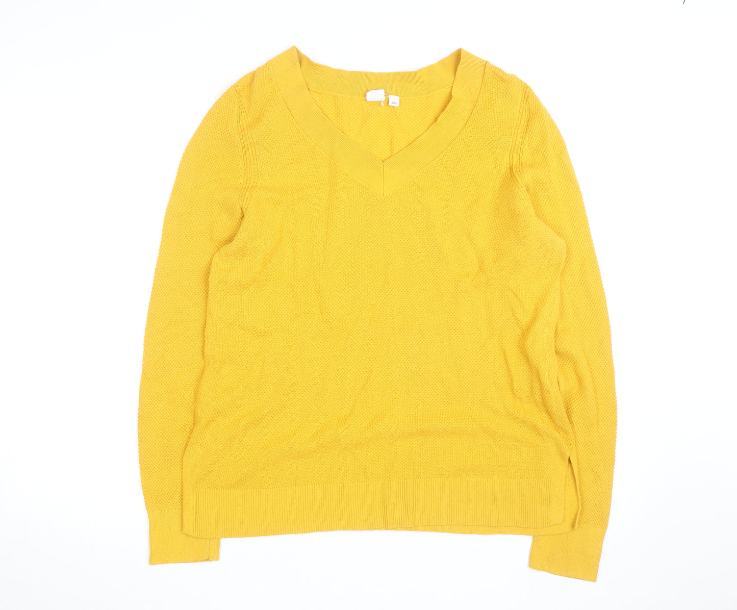 GAP Men’s Yellow V-Neck Cotton Pullover Jumper Size L