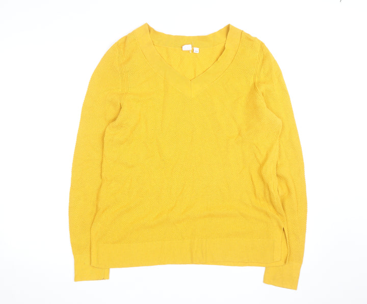 GAP Men’s Yellow V-Neck Cotton Pullover Jumper Size L