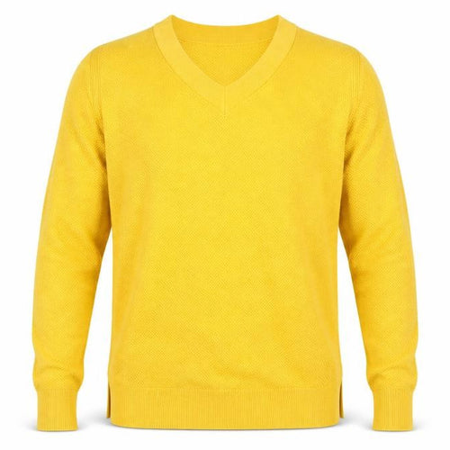 Gap Men’s Yellow V-Neck Cotton Pullover Jumper Size L