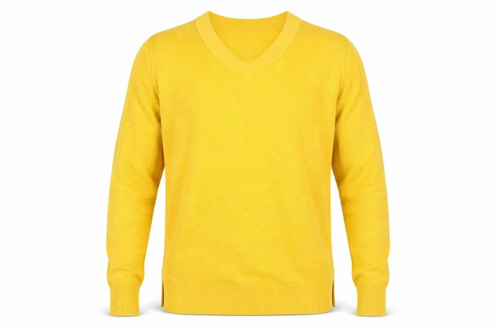Gap Men’s Yellow V-Neck Cotton Pullover Jumper Size L