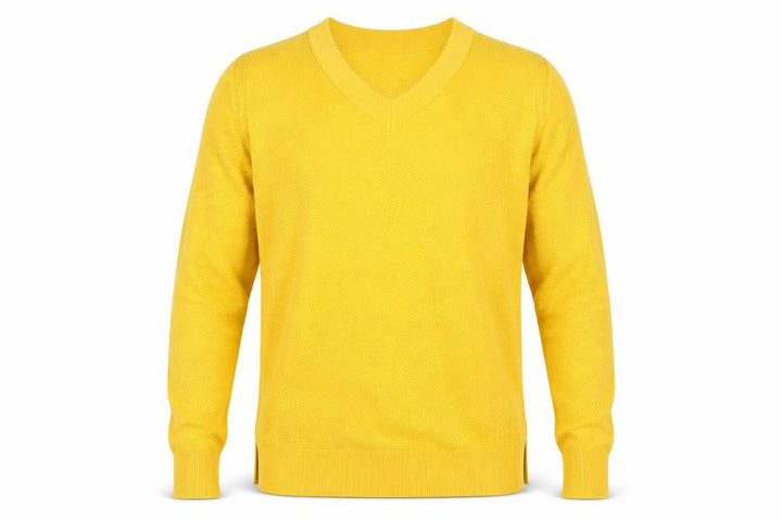 Gap Men’s Yellow V-Neck Cotton Pullover Jumper Size L