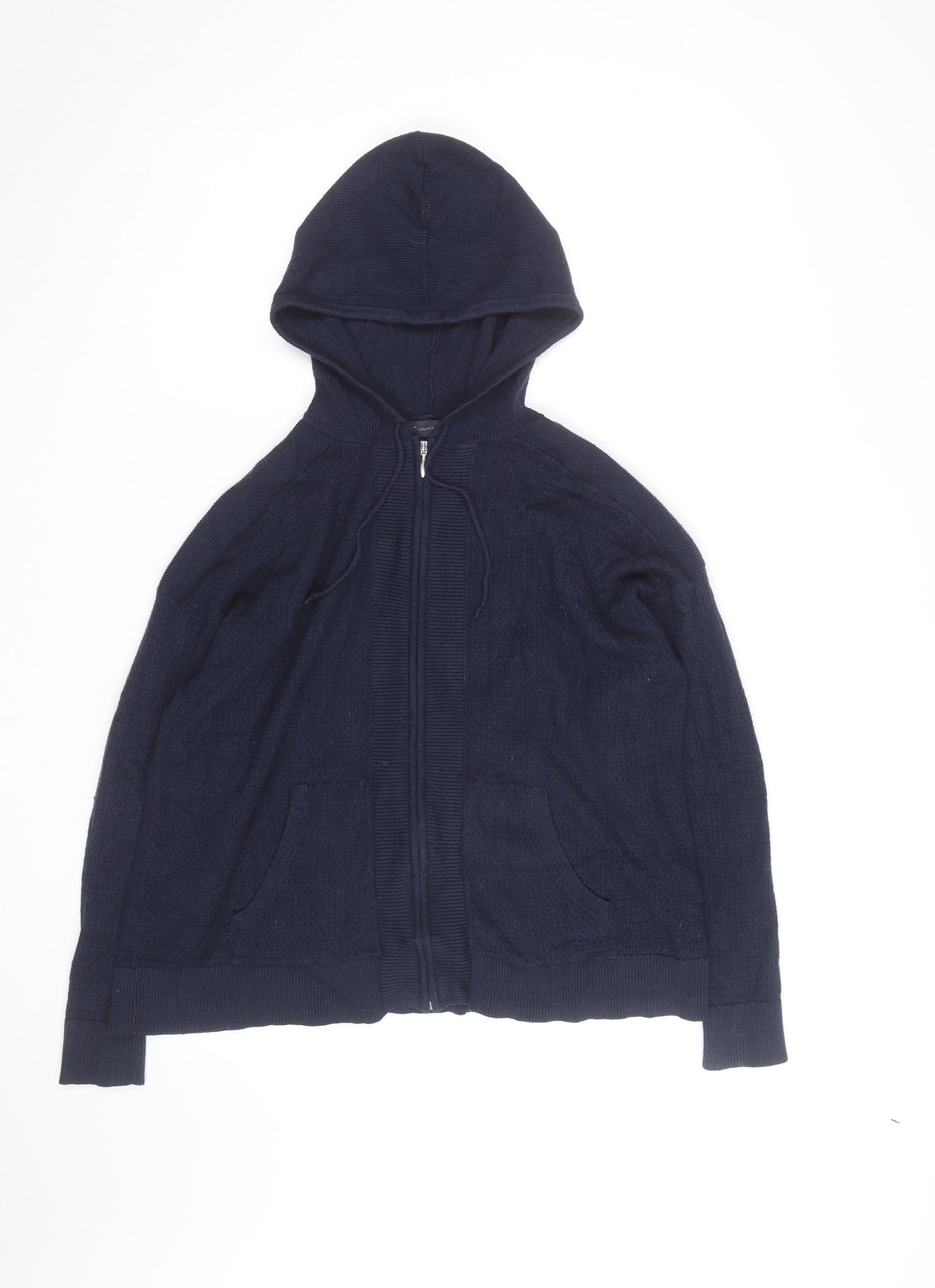 Marks and Spencer Men's Blue Full Zip Knit Hoodie Size L