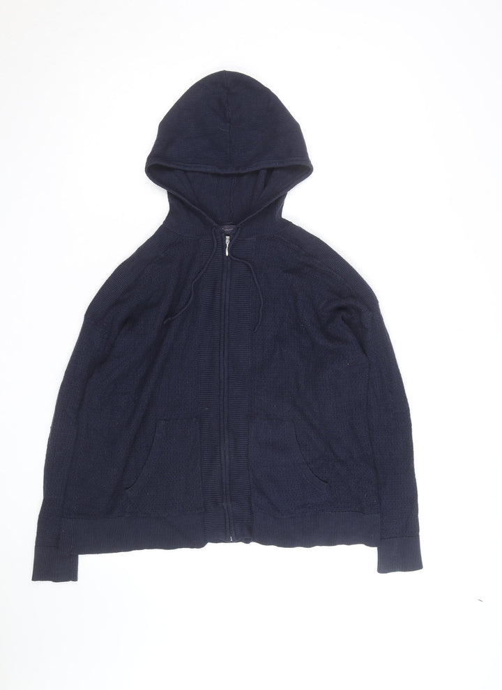 Marks and Spencer Men's Blue Full Zip Knit Hoodie Size L