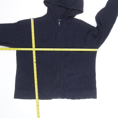 Marks and Spencer Men's Blue Full Zip Knit Hoodie Size L