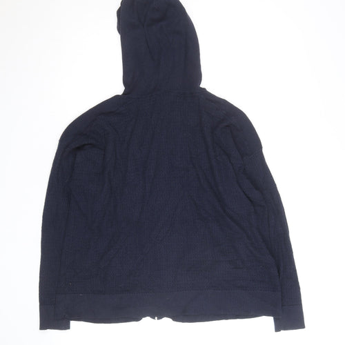 Marks and Spencer Men's Blue Full Zip Knit Hoodie Size L
