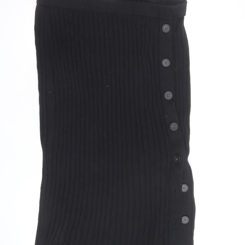 Boden Women Black Midi Knit Button Stretch Pencil Skirt Size 18