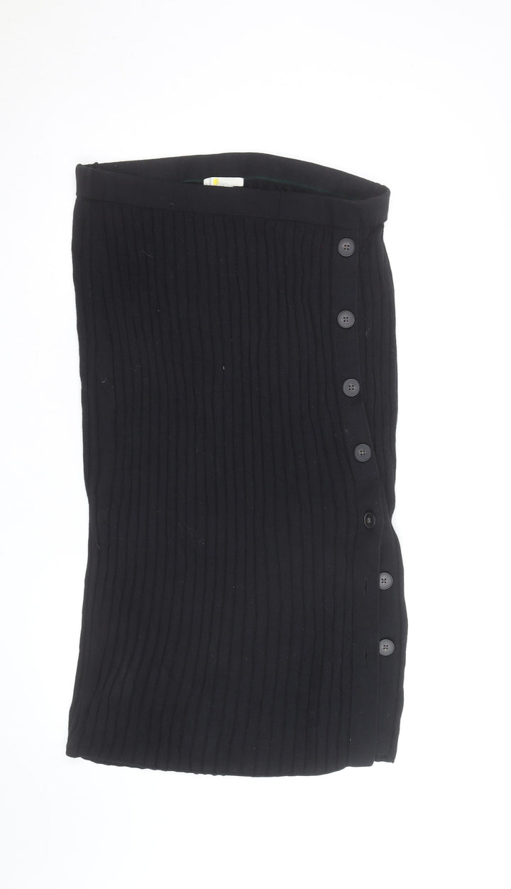 Boden Women Black Midi Knit Button Stretch Pencil Skirt Size 18