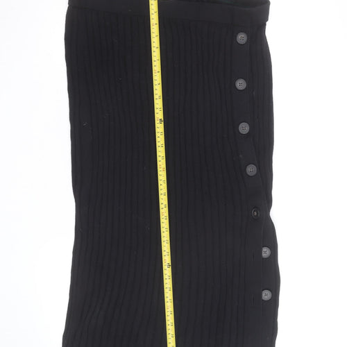Boden Women Black Midi Knit Button Stretch Pencil Skirt Size 18