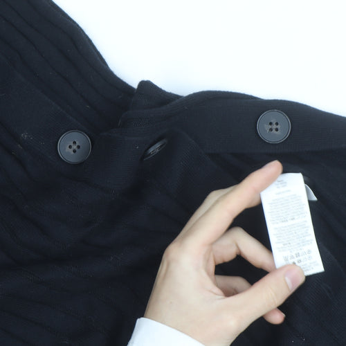 Boden Women Black Midi Knit Button Stretch Pencil Skirt Size 18