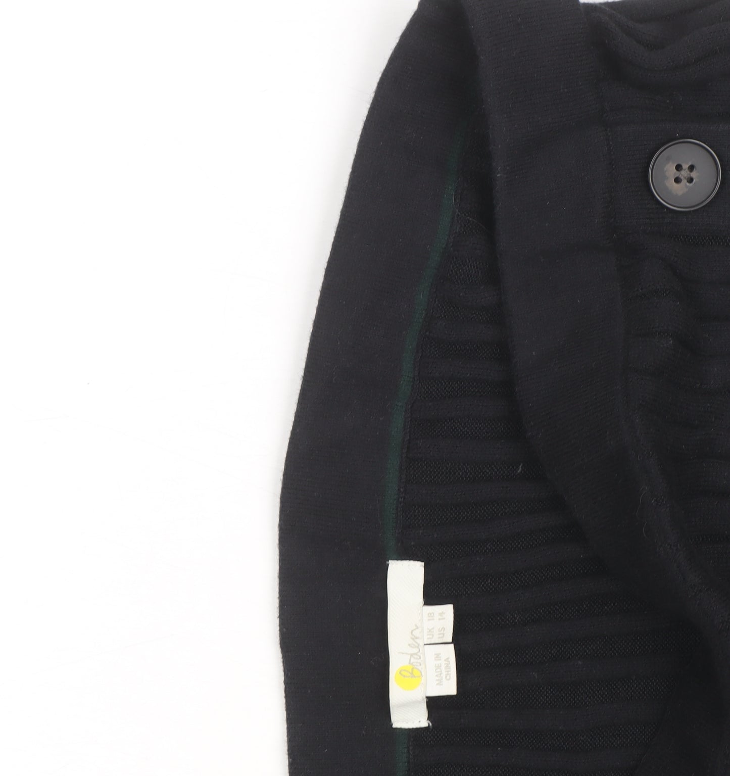 Boden Women Black Midi Knit Button Stretch Pencil Skirt Size 18