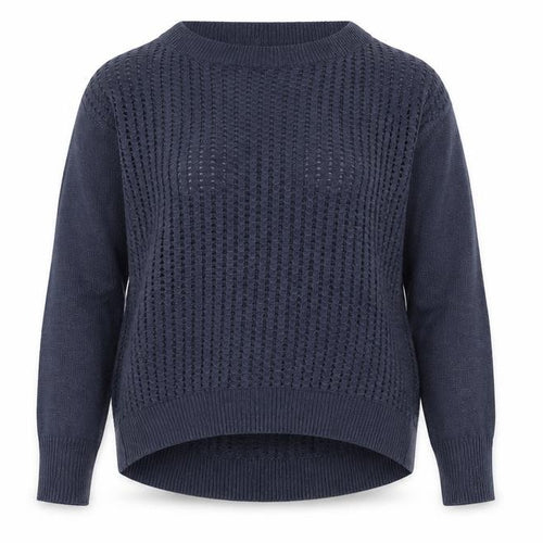 Aphorism Women’s Blue Open-Knit Crew Neck Jumper Size 12