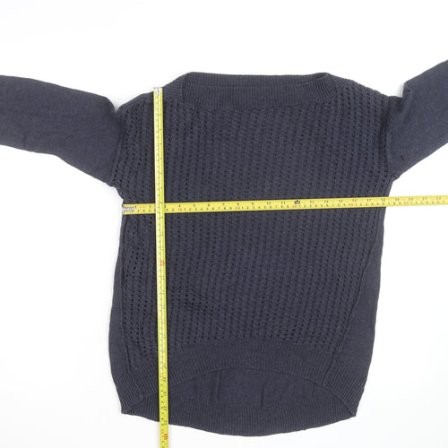 Aphorism Women’s Blue Open-Knit Crew Neck Jumper Size 12