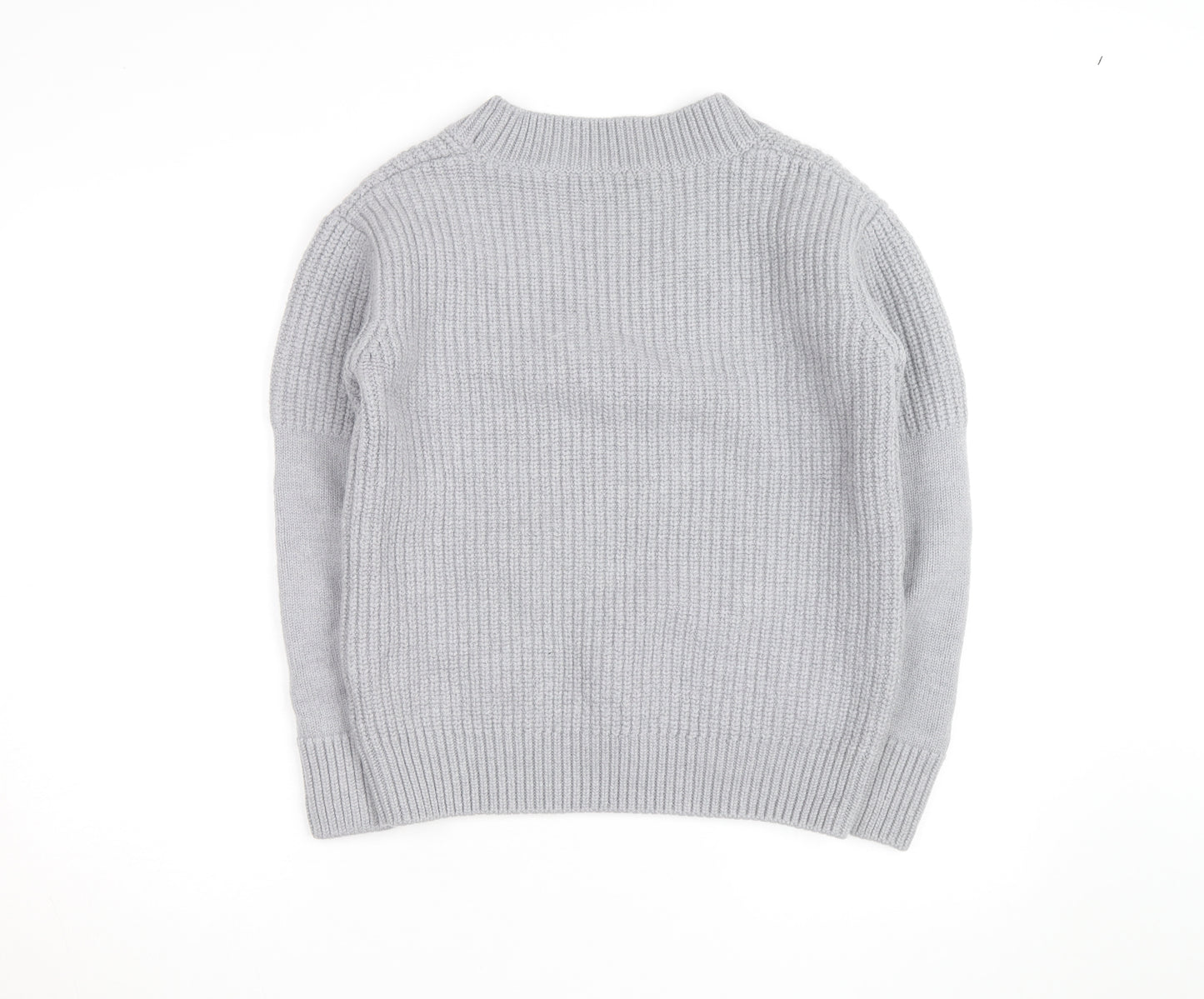 Ninety Percent Men's Grey V-Neck Cotton Cashmere Jumper Size S