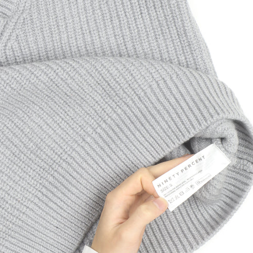 Ninety Percent Men's Grey V-Neck Cotton Cashmere Jumper Size S