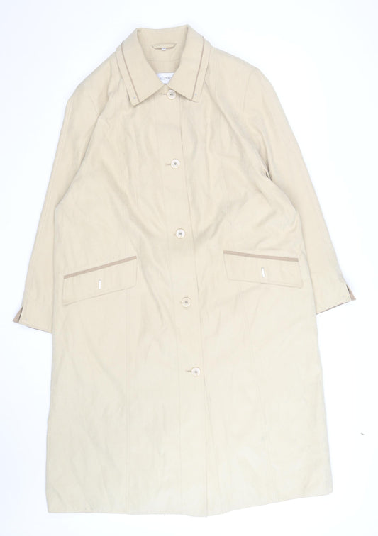 Gray & Osbourn Womens Beige Size 18 Long Buttoned Coat Classic Style