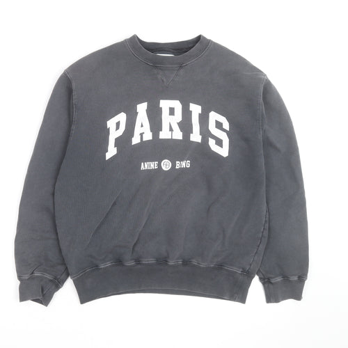 Anine Bing Paris Black Sweatshirt Men S Crew Neck Cotton Pullover