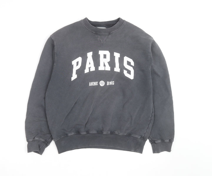 Anine Bing Paris Black Sweatshirt Men S Crew Neck Cotton Pullover