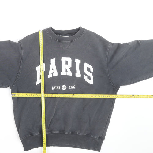 Anine Bing Paris Black Sweatshirt Men S Crew Neck Cotton Pullover