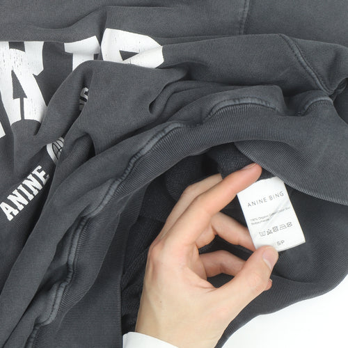 Anine Bing Paris Black Sweatshirt Men S Crew Neck Cotton Pullover