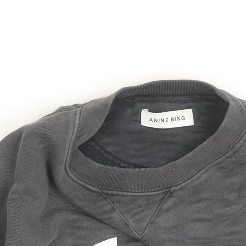 Anine Bing Paris Black Sweatshirt Men S Crew Neck Cotton Pullover