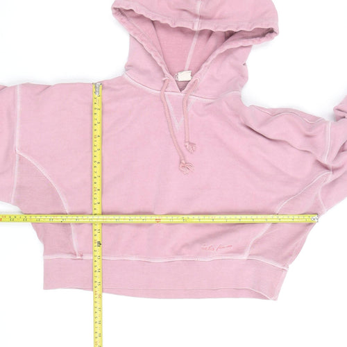Isla Forma Womens Pink Cropped Pullover Hoodie Size M Cotton Blend