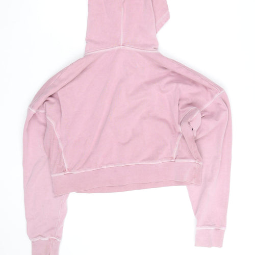 Isla Forma Womens Pink Cropped Pullover Hoodie Size M Cotton Blend