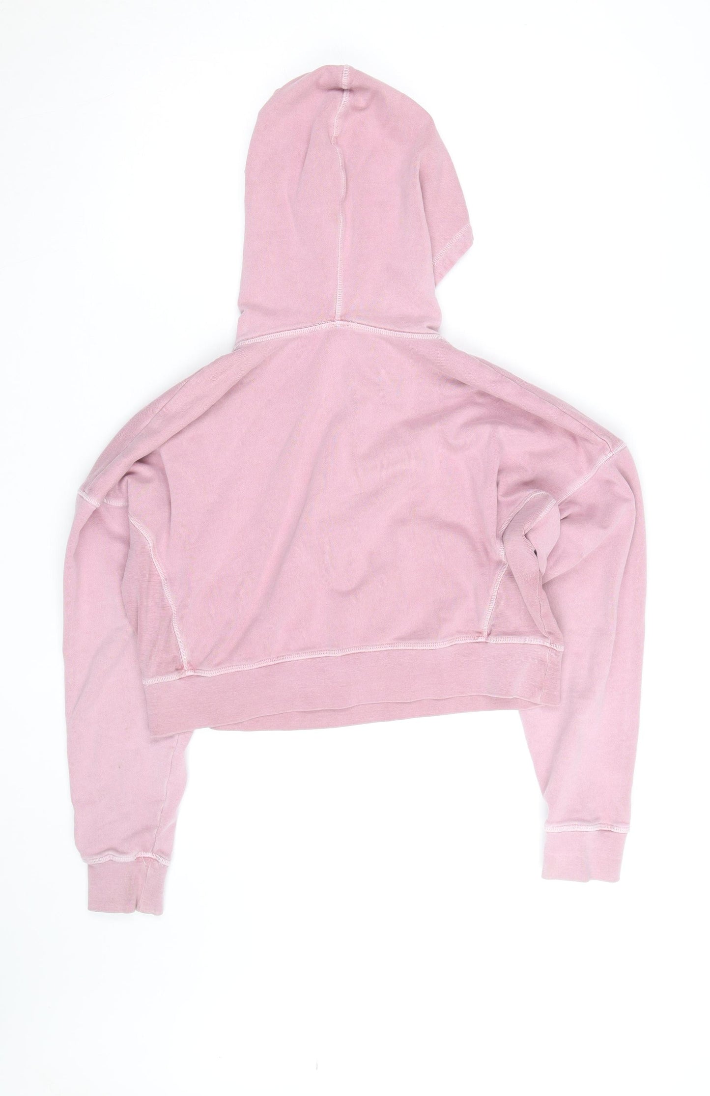 Isla Forma Womens Pink Cropped Pullover Hoodie Size M Cotton Blend