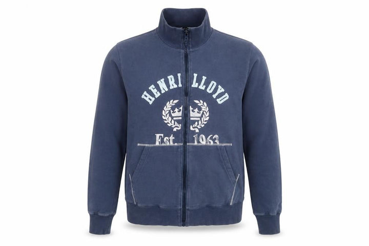 Front view of Henri Lloyd Men's Blue Cotton Track Jacket, size M, Full Zip Casual