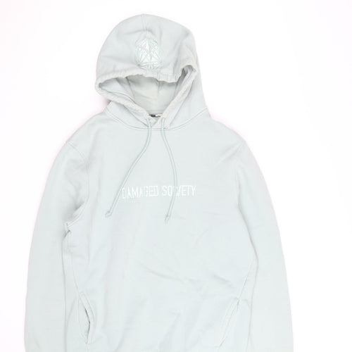 Damaged Society Mens Grey Pullover Hoodie Size M Embroidered Logo