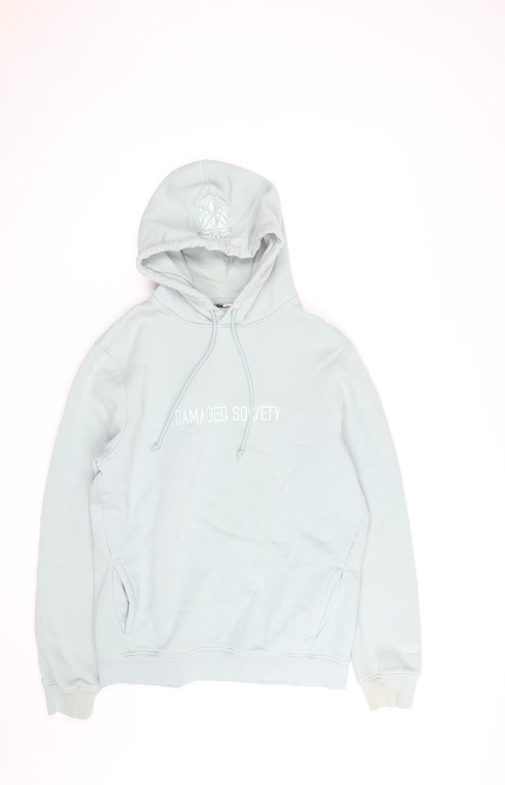 Damaged Society Mens Grey Pullover Hoodie Size M Embroidered Logo