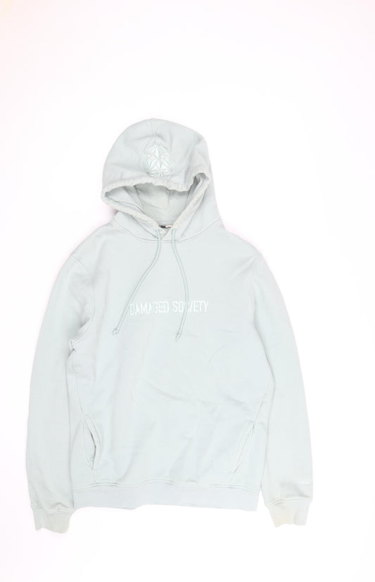 Damaged Society Mens Grey Pullover Hoodie Size M Embroidered Logo