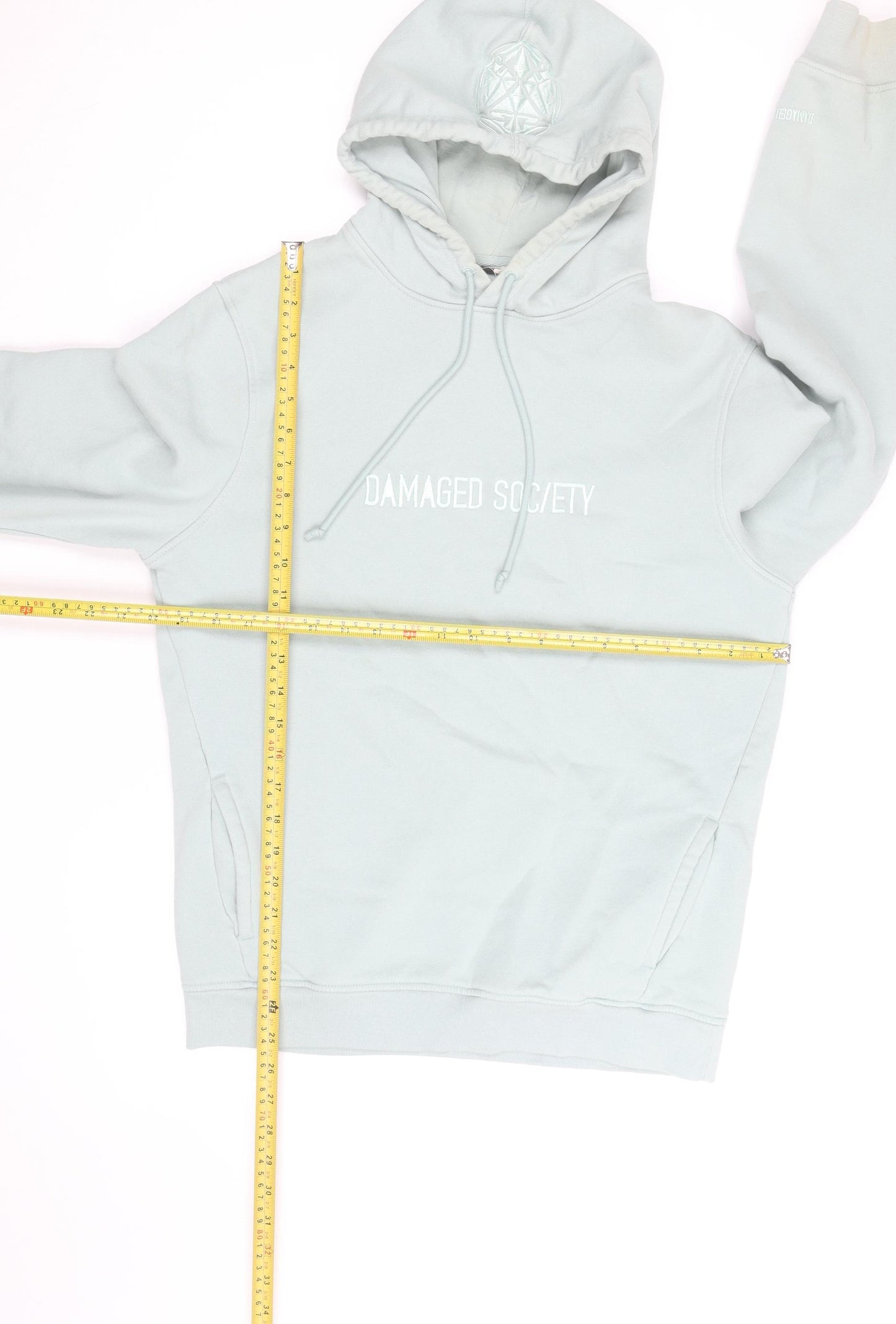 Damaged Society Mens Grey Pullover Hoodie Size M Embroidered Logo