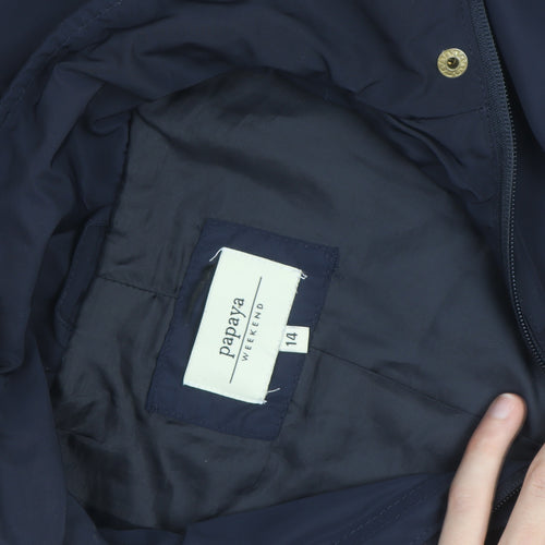 Papaya Weekend Women's Blue Hooded Parka Jacket Size 14
