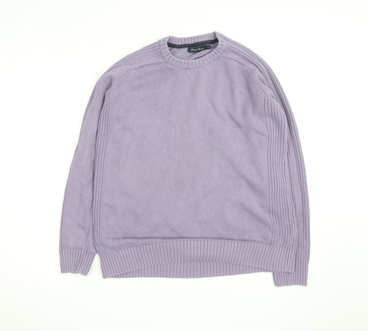 James Pringle Men's Purple Cotton Crew Neck Jumper Size M
