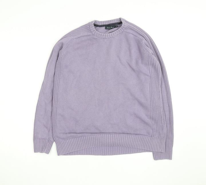 James Pringle Men's Purple Cotton Crew Neck Jumper Size M