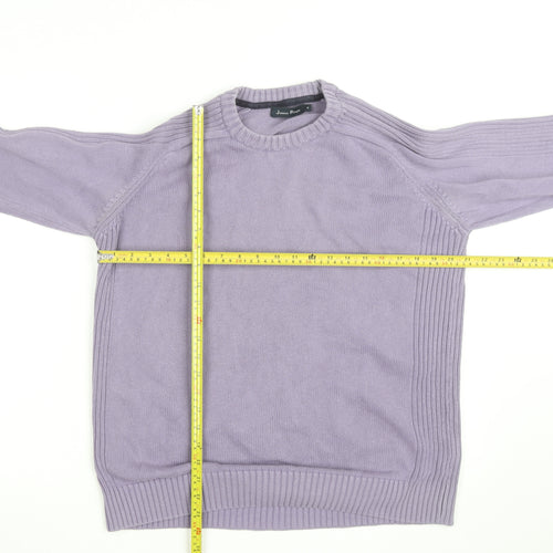 James Pringle Men's Purple Cotton Crew Neck Jumper Size M