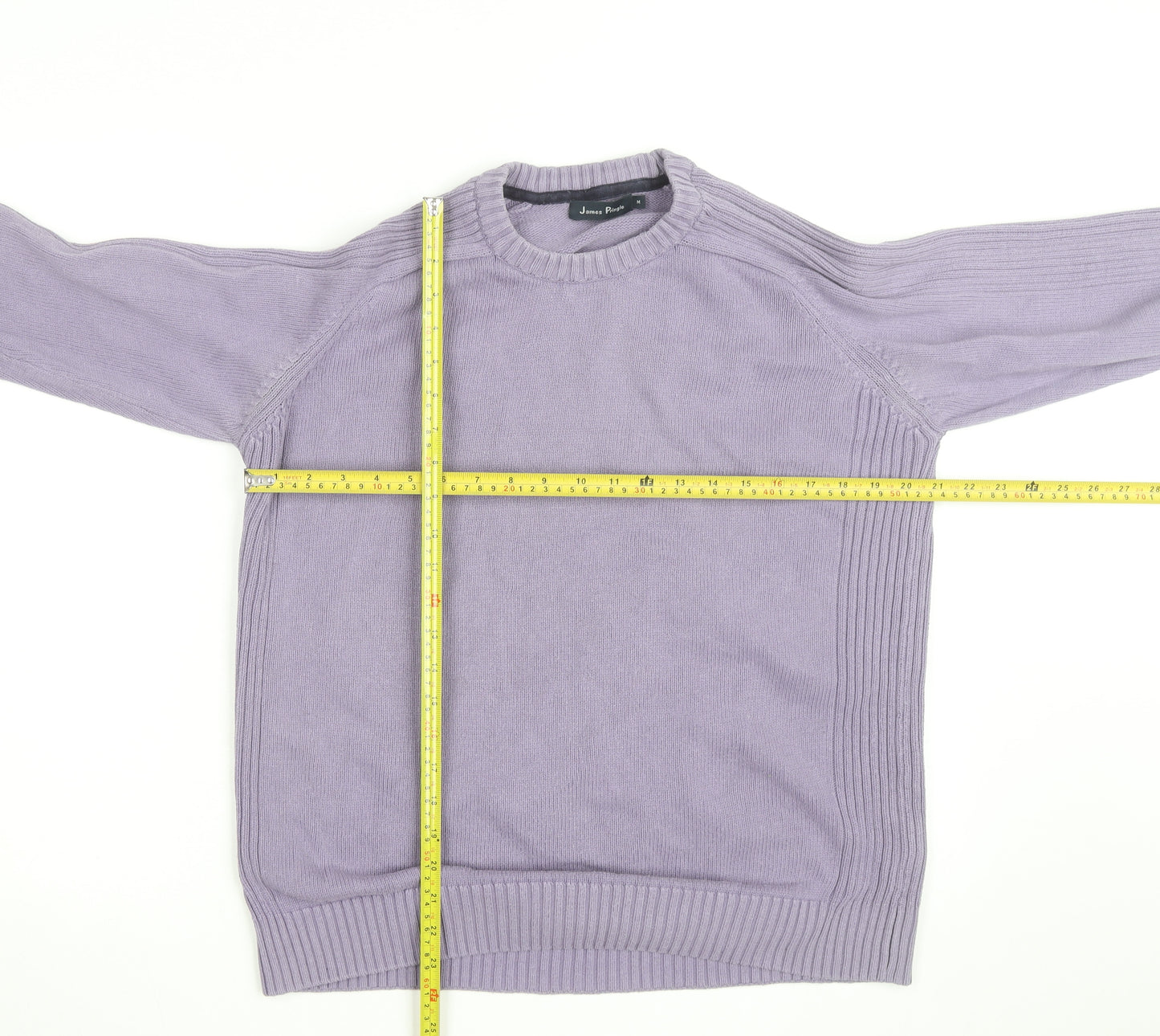 James Pringle Men's Purple Cotton Crew Neck Jumper Size M